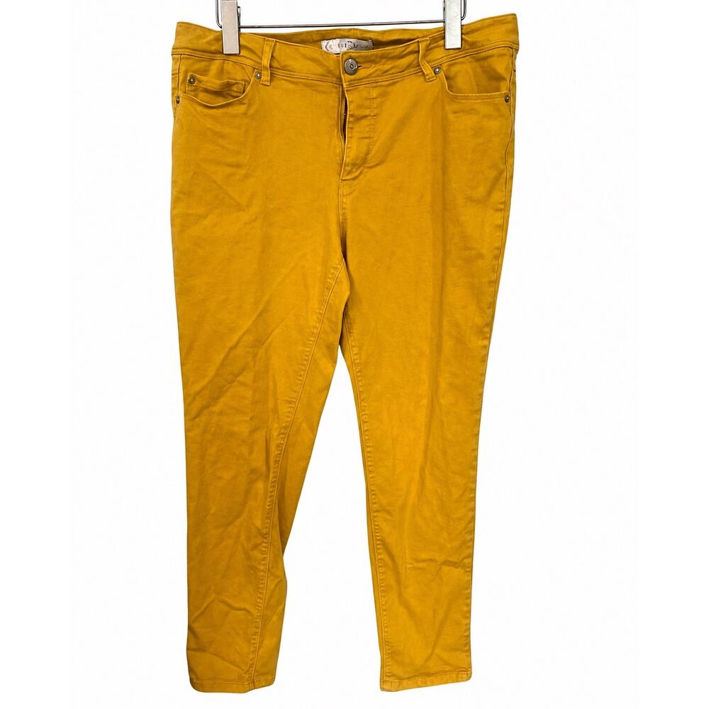 EST 1946 Denim Jeans Womens 14 Mustard Yellow Stretch Skinny Ankle Crop Y2K Boho